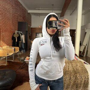 Y2K Hollister HCO White Pullover Hoodie Fitted Casual Basic
